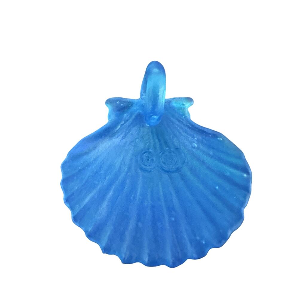 New Electric Blue Scallop Signed LE Pâté de Verre Glass Pendant Gregory Burgard - Picture 6 of 10